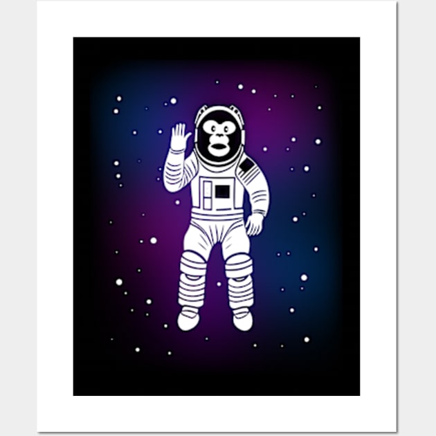 Monkey Astronaut in Space Wall Art by ArtFactoryAI